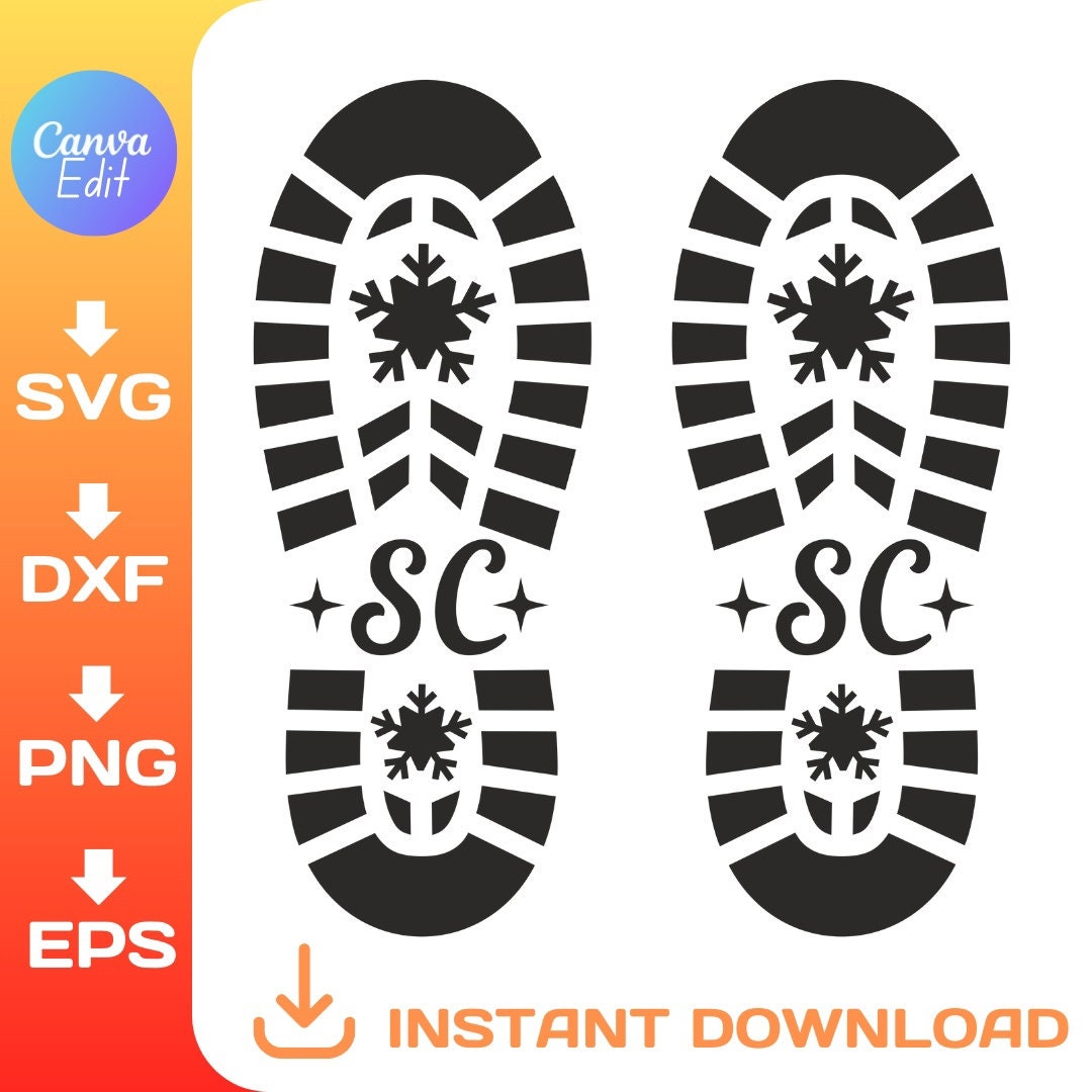 Boot print svg, footprint svg, shoe print svg, santa footprint svg, cowboy  boot svg, boot svg, foot print svg-Printable