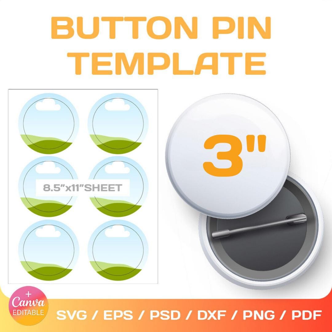 3'' Button Pin Template: SVG, Cricut, Canva (digital Download) - Etsy