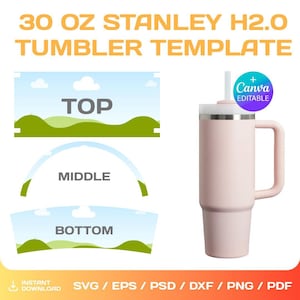 30oz Stanley Tumbler Blank Template for sublimation, H2.0, Full Wrap, 30oz Flowstate Tumbler, Canva, Cricut, png, svg, instant download