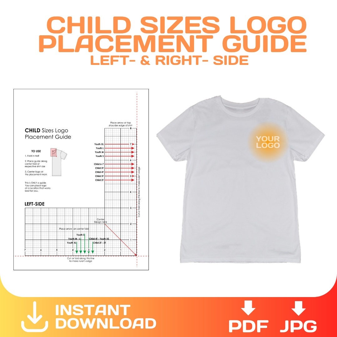 Machine Embroidery Logo Placement Guides Child Size Left Etsy