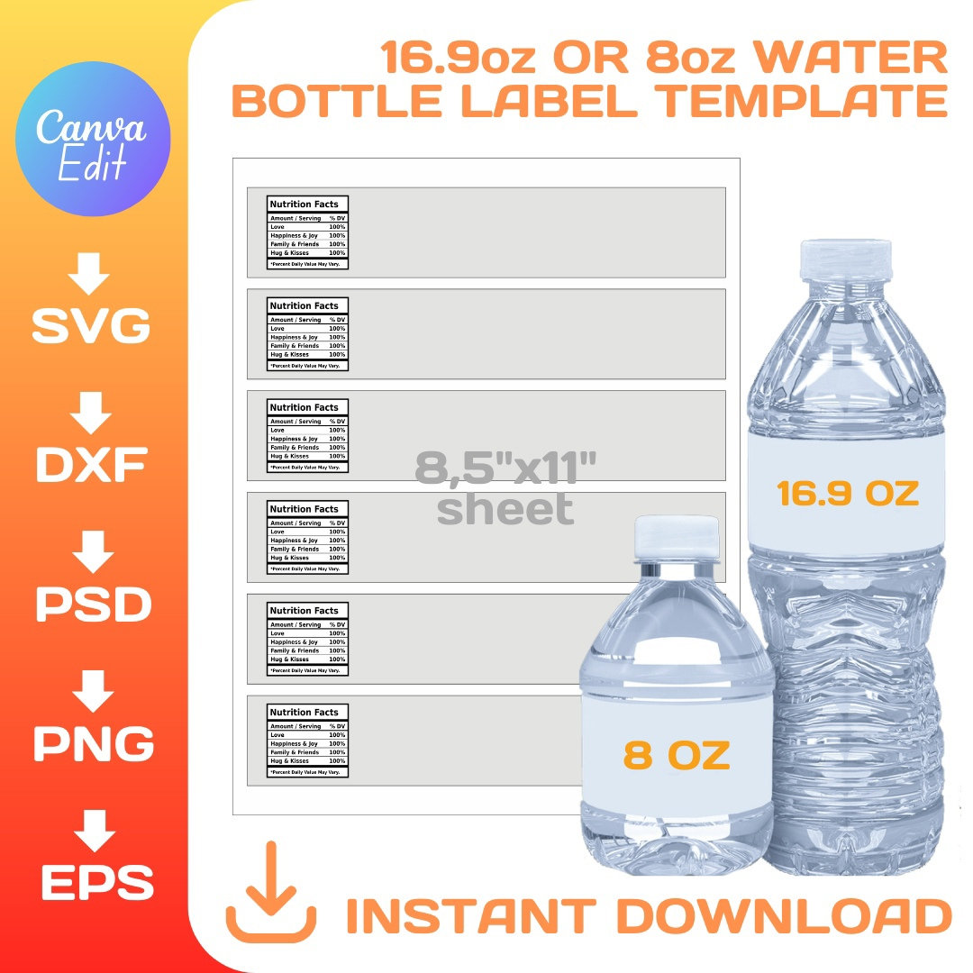 Water Bottle Labels Template, BUNDLE, 16.9 Oz, 8oz, Editable, 500ml Bottle Blank Template, Svg, Png, Dxf, Cricut, Canva, Instant Download - Etsy water-bottle-labels-template-bundle-16-9-oz-8oz-editable-500ml-bottle-blank-template-svg-png-dxf-cricut-canva-instant-download-etsy
