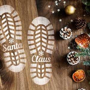 Estêncil de sapato de Papai Noel svg, pegada de Papai Noel svg, faça você mesmo, estêncil de pegadas de Papai Noel, arquivo de corte a laser, Glowforge, Cricut, DOWNLOAD INSTANTÂNEO