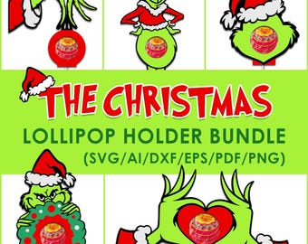 Sjablonen voor kerstlolly snoephouder: SVG-bundel DIY-feestje (digitale download)