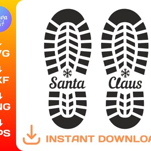 Santa Shoe Stencil Svg, Santa Footprint Svg, DIY, Santa Clause ...