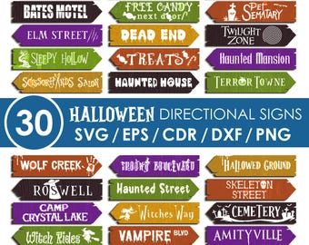 Halloween Party direction signs, Bundle,  Halloween welcome sign, porch sign, post signs, Cricut, Instant Download