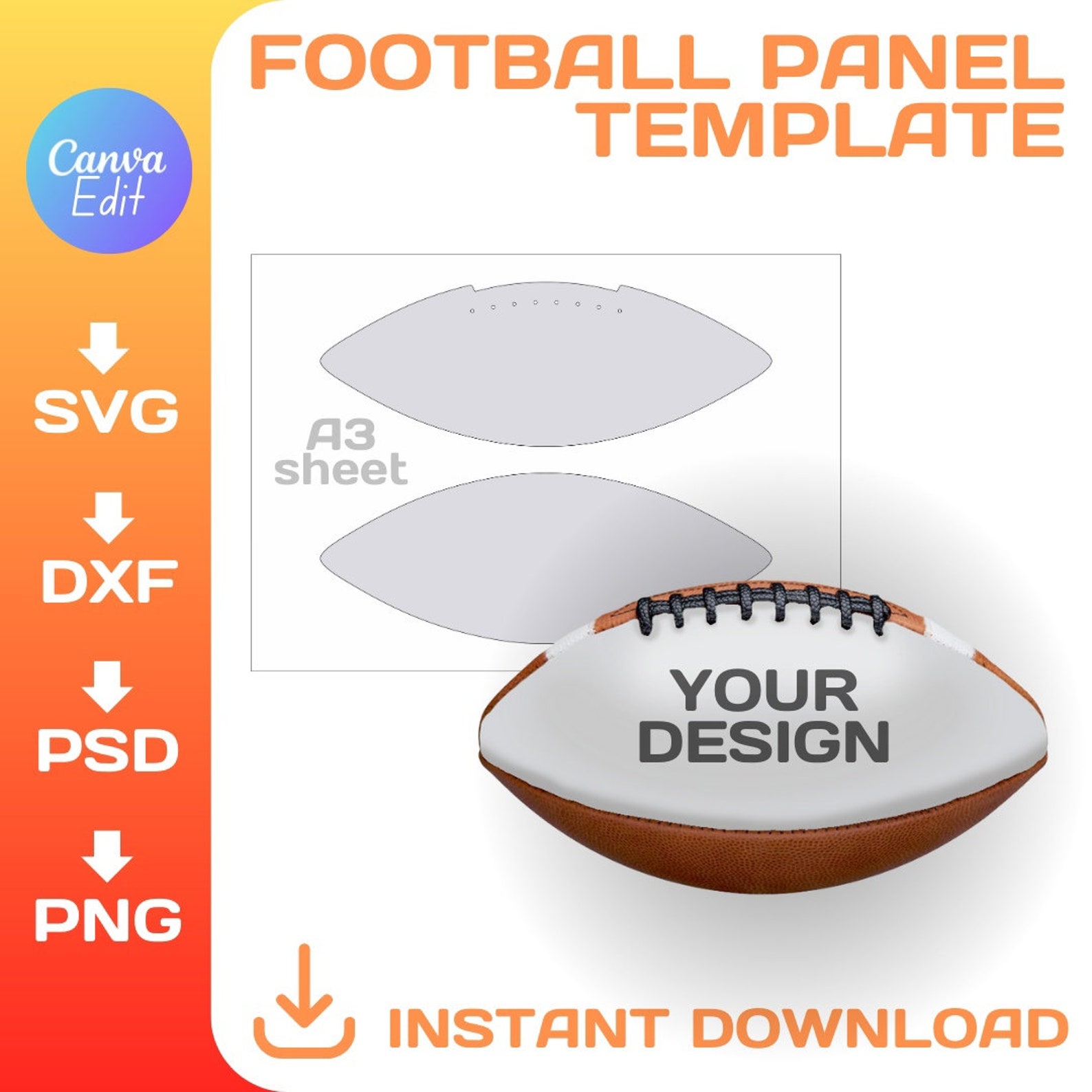 Football Panel Template, DIY Custom Photo Ball Wrap, Football Ball Football Panel Template, DIY Custom Photo Ball Wrap, Football Ball