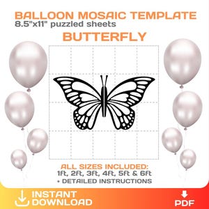 Modèle de mosaïque d&#39;ailes de papillon : ballon à monter soi-même, décoration de baby shower (téléchargement PDF)