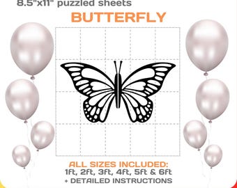 Butterfly Wings Mosaic Template: DIY Balloon Prop, Baby Shower Decor (PDF Download)