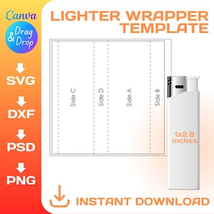 Lighter wrapper Template, Cigarette Label, Lighter label Blank Template, sublimation, svg, png, dxf, Canva, Full Wrap, Instant Download