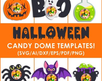 Halloween Dome Candy Holder Template, 13 designs, Bundle, DIY, chocolate holder svg, bat, party favor, spider candy holder, Instant Download