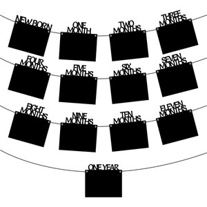 Horizontale maanden baby fotobanner svg, foto's van 5 x 7 + 4 x 6, DIY, afdrukbaar, direct downloaden