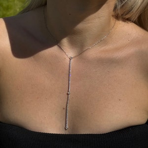 Dainty Lariat Necklace, 925 Sterling Silver Y Shape Necklace, Drop Necklace, Gift For Her, Christmas Gift, Valentines Day Gift, Gift for Mum