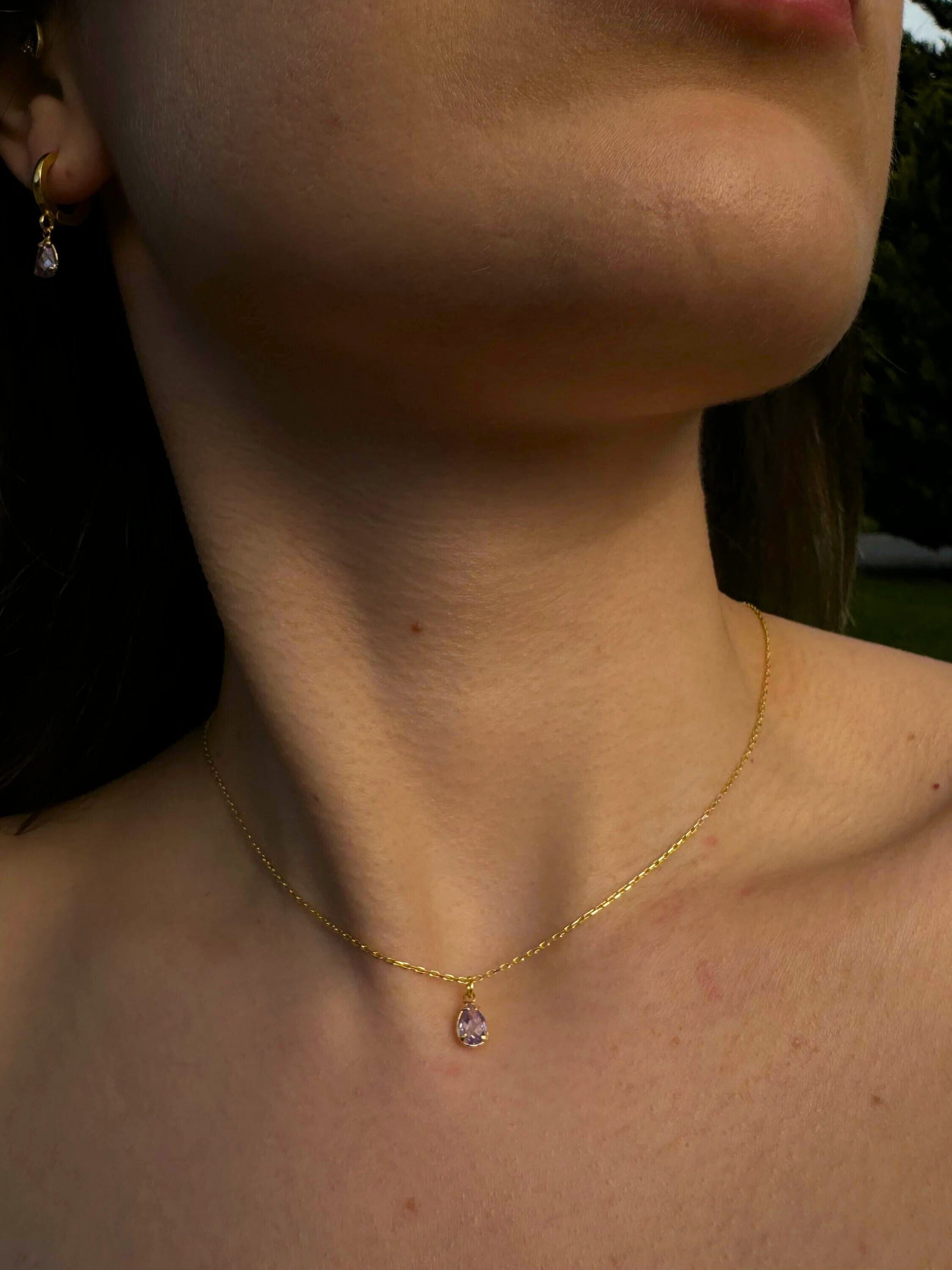LuxusKollektion Kette Und Anhänger Set Goldene Damen Halskette Mit Herzanhaenger Und Geburtsstein S0fdj0dk