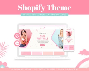 Shopify-thema PinkParadise, websitesjabloon voor Shopify, e-commerce website, Shopify-sjabloon, creatief webthema, modeboetiekwebsite