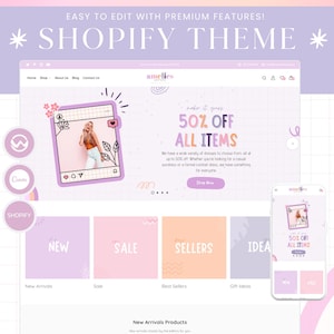 Pastel Rainbow Shopify Theme: Retro Ecommerce Website Template