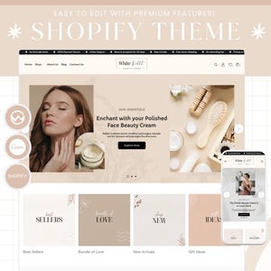 Shopilly Theme, Premium Shopifiy Template, E-Kommerz Website Design, bearbeitbare Canva Banner, minimalistisches Design, inklusive Installation