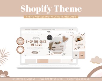 Shopify Template, Magic Skies Shopify Theme, Boutique Shopify Template, Editable Canva Banners, Installation Included,