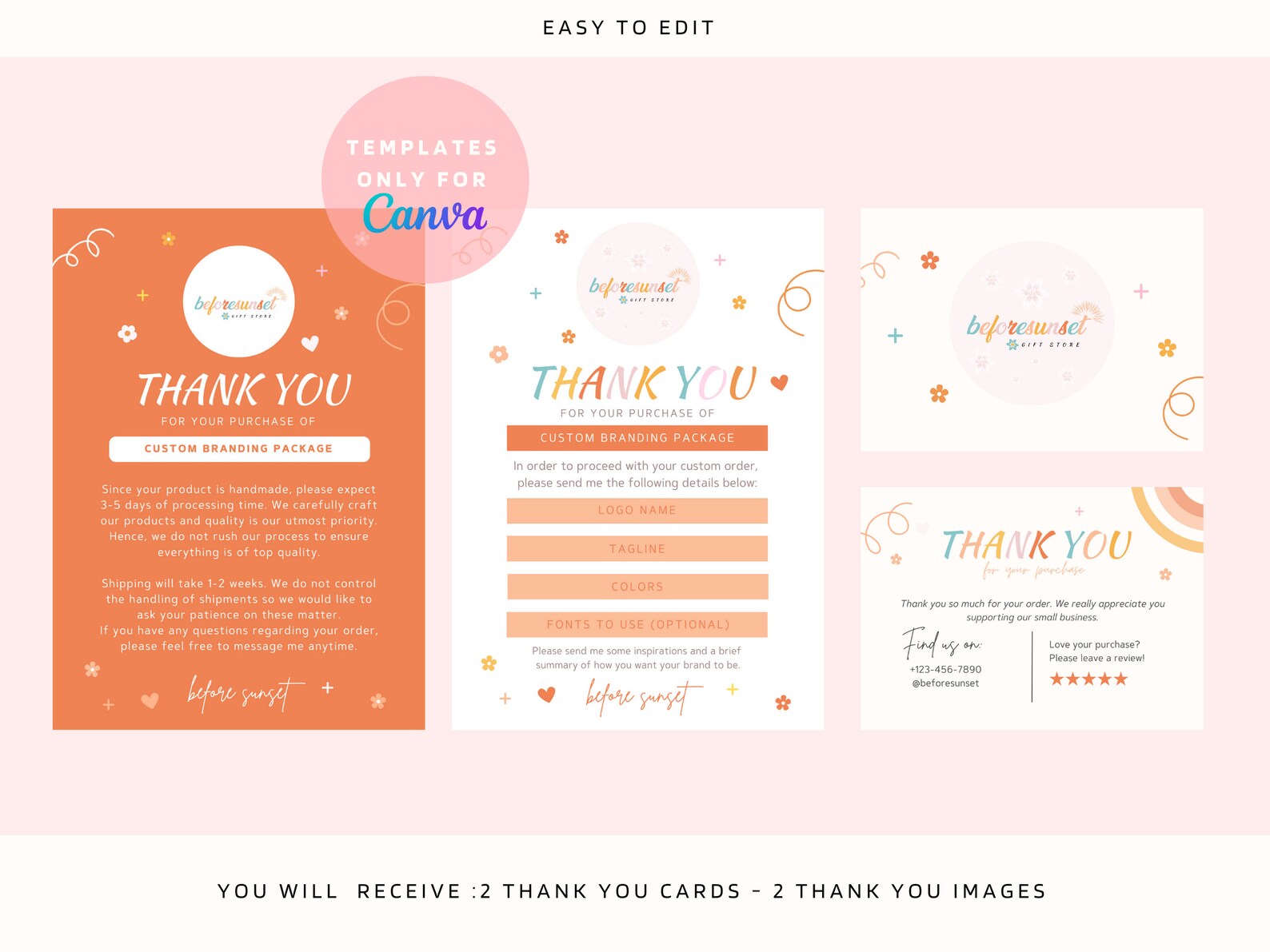 Etsy Shop Banner Templates, Orange Retro Branding Kit for Etsy