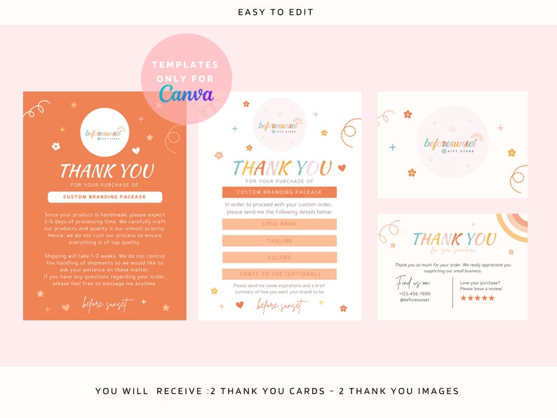 Etsy Shop Banner Templates, Orange Retro Branding Kit for Etsy, Editable Etsy Shop Kit, Canva