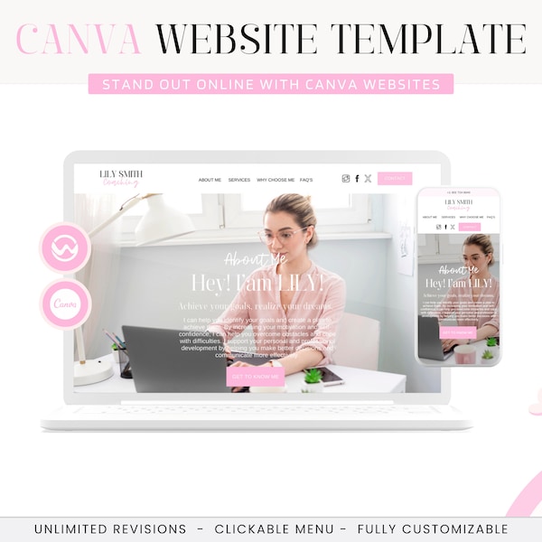 Coaching Canva Website Template, Coaching Business Website, Consultant Website, Service Provider, Course Creator Website, Canva Theme