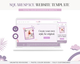 Squarespace Website Template, Pastel Color Squarespace Template, E-Commerce Squarespace Theme, Squarespace 7.1 Sales Page Website Templates