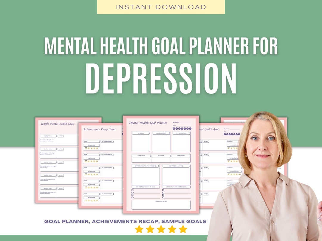 Depression Mental Health Goal Planner Goals & Objectives Etsy