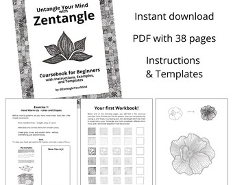 Zentangle Workbook for Beginners, A Digital Guide to Mindful Doodling, Creative Drawing for relaxation, Printable Templates and Patterns pdf