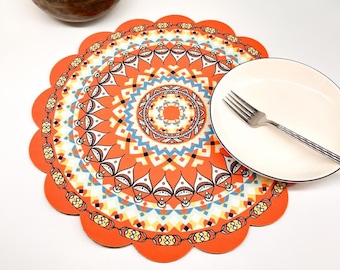 Set de table Mandala - Orange (bord arrondi)