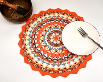 Set de table Mandala - Orange (bord en V)