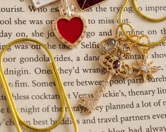 Custom Bookmark, Teacher apperication gift, Jumbo Gold Page Clip, Planner Dangle Charm (Pouch Included)