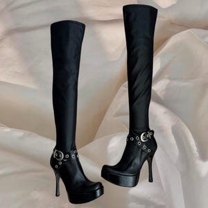 El Dantes Archive Boots Black Leather Glam Goth Platform Shoes Whimsygoth Sexy Gothic Alternative Studs Gorpcore Baroque Designer Iconic