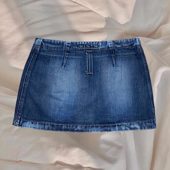 Miss Sixty Denim Pleated Wrap Mini Skirt Blue Y2K Bella Hadid