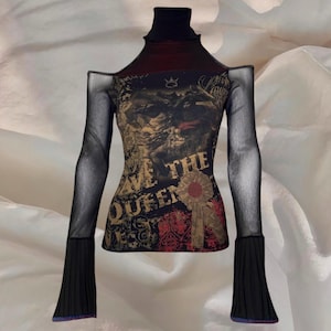 Diesel Top Black Longsleeve Blouse Grunge Y2K Logo Gorpcore