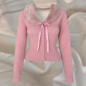 Morgan De Toi Cardigan Vintage Pink Coquette Cottage Cute Softgirl Knitted Knitwear Jumper Sweater Rare Adorable Glam Y2K 00s Vintage