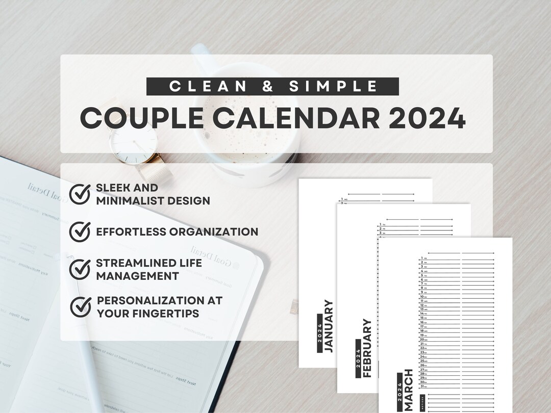 Simple & Clean Couplecalendar 2024 Shared Events Calendar, Joint Dates
