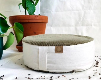 EARTH Meditation cushion, Zafu, Meditation pillow, Floor cushion, Round floor pillow, Floor seating, Handmade, Yoga pillow, Pouf, Buckwheat