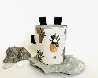 Handmade Cotton Chalk Bag, Potted Plant Print, Treat Pouch