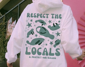 Seekuh-Shirt Strand Hoodie Ozean-Tier-Shirt Strand Hoodies Respekt die Einheimischen Kokosnuss Mädchen Ozean inspiriert Stil Teenager-Mädchen-Geschenke