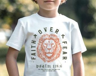 Faith Over Fear Kids Christian Tee Faith Based Shirt Youth Shirt Christianity Jesus Shirt For Kids Christian Clothes  Child Of God