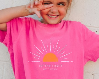 Be The Light Kids Christian Tee Comfort Colors Matthew 5:14 Youth Shirt Christianity Jesus Shirt For Kids Christian Clothes Child Of God