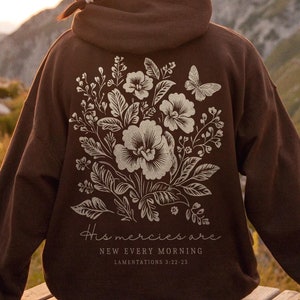 Christian Hoodie Floral Hoodie Jesus Hoodie Christian Clothes Christian Merch Butterfly Hoodie Christian Streetwear Godly Gifts Religious image 7