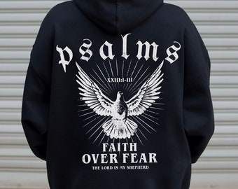 Christian Streetwear Faith Over Fear Hoodie Bible Verse Hoodie Christian Clothes Christian Merch Jesus Is King Religious Hoodie Jesus hoodie