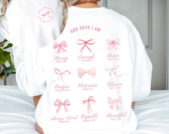 Christian Crewneck Balletcore Christian Sweatshirt Pink Bows Sweatshirt Coquette Clothing Christian Shirt Teenage Girl Gifts Coquette Top