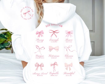 Christian Crewneck Balletcore christlicher Hoodie rosa Bögen Sweatshirt Coquette Kleidung Christian Shirt Teenager-Mädchen Geschenke Coquette Top