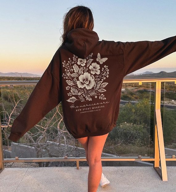 Christian Hoodie Floral Hoodie Jesus Hoodie Christian Clothes Christian Merch Butterfly Hoodie Christian Streetwear Godly Gifts Religious