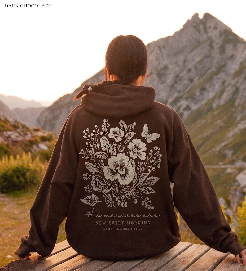 Christian Hoodie Floral Hoodie Jesus Hoodie Christian Clothes Christian Merch Butterfly Hoodie Christian Streetwear Godly Gifts Religious image 7