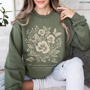Christian Crewneck God Sweatshirt Christian Merch Faith Based Shirt Christian Clothes Fall Flowers Shirt Adult Baptism Gift Godly Gifts image 5