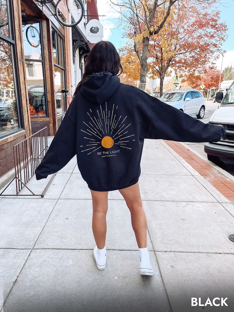 Christian Hoodie Be The Light Sunset hoodie Christian Streetwear Christian Sweatshirt Christian Merch Jesus Hoodie Christian Clothes image 4