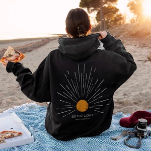 Christian Hoodie Be The Light Sunset hoodie Christian Streetwear Christian Sweatshirt Christian Merch Jesus Hoodie Christian Clothes image 2
