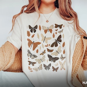 Moth Shirt in Cottagecore Style Bug Shirt Aesthetic Tshirt Insect Shirt Moth Tees Cottage Core Shirt Goblincore Clothing Dark Academia Shirt